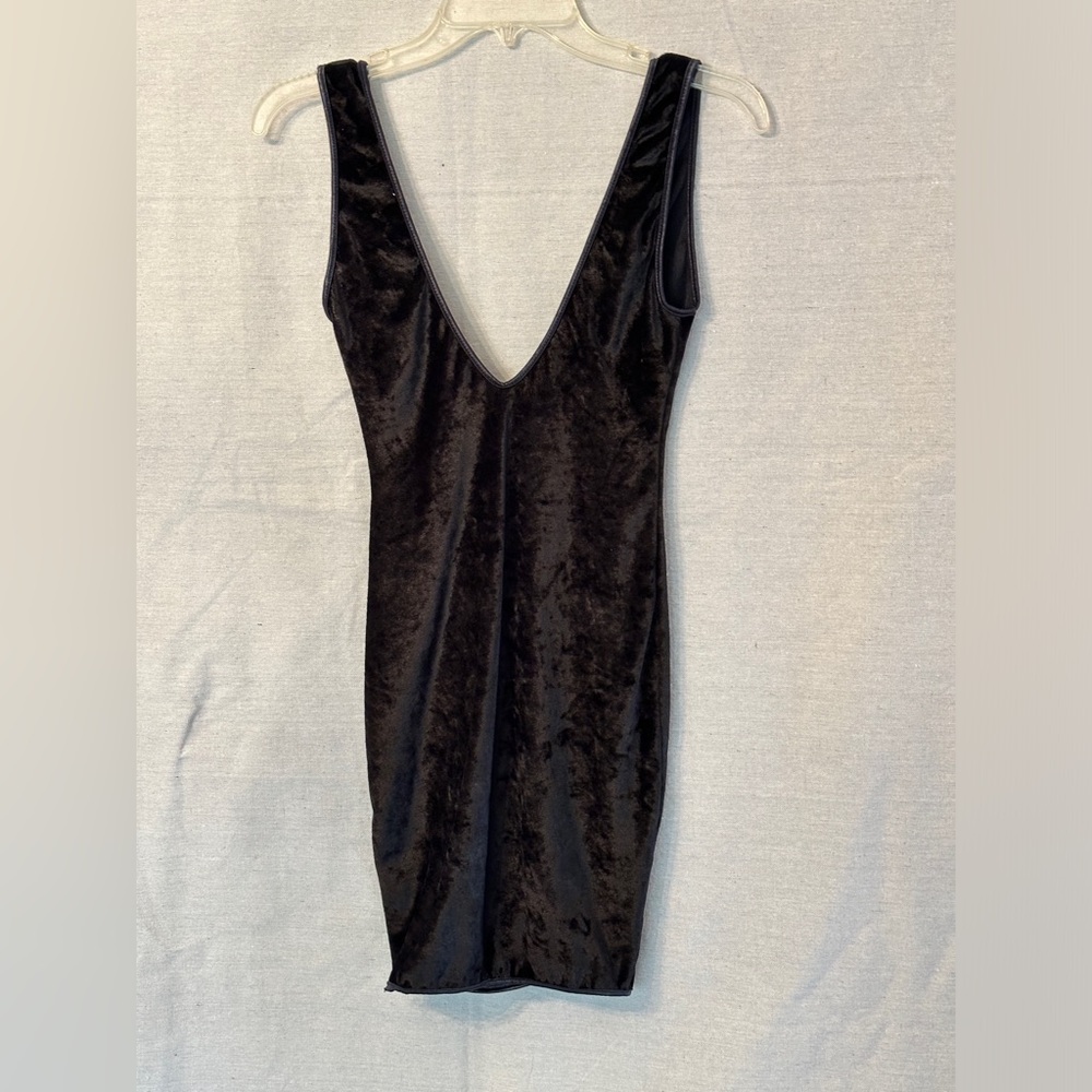 Shame Stretch Black Velvet Mini Dress